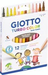 Giotto Turbo Color Skin Tones viltstiften etui van 12 stuks