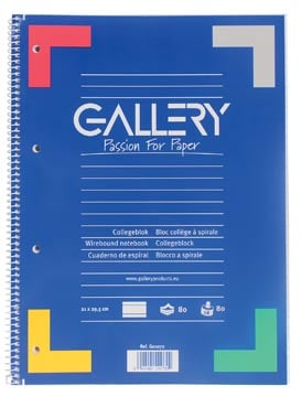 Gallery spiraalblok gelijnd, met rode kantlijn
