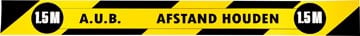 Gallery vloersticker, houd  1,5 meter afstand, ft 80 x 8 cm, geel/zwart