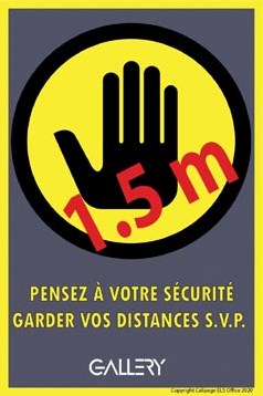 1,5 meter afstand sticker Frans A5