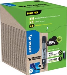 Pilot V-Board Master BeGreen whiteboardmarker ronde punt 2,3 mm 10 stuks + 10 vullingen zwart
