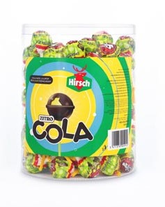 Hirsch Zitro Cola Lolly 100 stuks pot van 1,2 kg