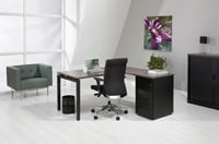 Hoekbureau Quad4 met hoek rechts antraciet antraciet eiken