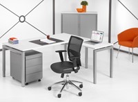 Hoekbureau wit aluminium