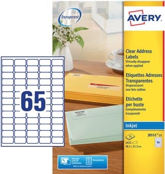 AVERY transparante etiketten 38,1 x 21,2mm 65 etiketten per vel-2