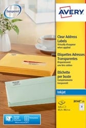 AVERY transparante etiketten 63,5 x 38,1mm 21 etiketten per vel