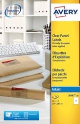 Avery etiketten J8567-25 210x297mm A4 transparant 25stuks
