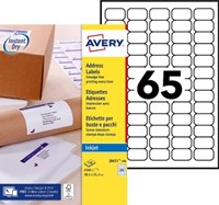 AVERY mini-etiketten ft 38,1 x 21,2 mm, 6.500 stuks, doos van 100 blad, wit, voor inkjetprinters-2