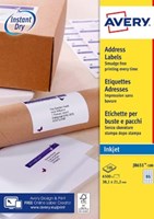 AVERY mini-etiketten ft 38,1 x 21,2 mm, 6.500 stuks, doos van 100 blad, wit, voor inkjetprinters