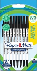 Balpen Paper Mate Kilometrico Recycled medium zwart blister à 8 stuks