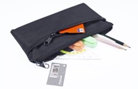 Platte etui met twee vakken zwart stof-3