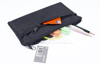 Platte etui met twee vakken zwart stof-3