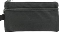 Platte etui met twee vakken zwart stof