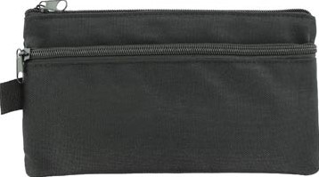Platte etui met twee vakken zwart stof