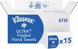 Kleenex papieren vouwhandoeken, Ultra Super Soft, 3-laags, 96 vellen, pak van 15 stuks