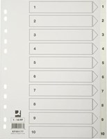 Tabbladen met cijfers set 1-10 met indexblad A4 wit