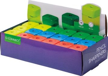 Q-CONNECT potloodslijper 1 gaats geassorteerde kleuren-3