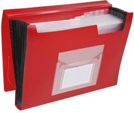 Harmonicamap A4 met 13 vakken elastieksluiting rood-3