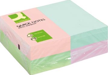 Memoblaadjes Q-CONNECT 76 x 127 mm 100 vel pak van 12 blokken in pastelkleuren