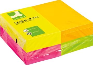 Memoblaadjes Q-CONNECT 76 x 127 mm 80 vel pak van 12 blokken in 4 neonkleuren