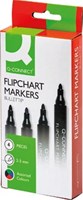 Q-CONNECT flipchartmarker 2-3 mm ronde punt met clip geassorteerde kleuren