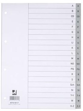 Q-CONNECT alfabetische tabbladen A4 PP met indexblad 20 tabs grijs-2