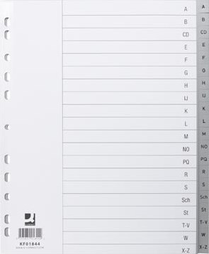 Q-CONNECT alfabetische tabbladen A4 PP 20 tabs grijs