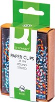 Q-CONNECT papierklemmen 28 mm doos van 100 stuks gestreept in wit en geassorteerde kleuren