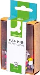 Q-CONNECT prikbordspelden doosje van 25 stuks geassorteerde kleuren