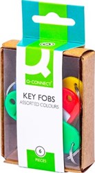 Q-CONNECT sleutelhanger, pak van 6 stuks, geassorteerde kleuren