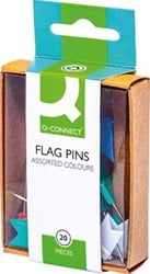 Q-CONNECT vlagspelden geassorteerde kleuren doosje van 20 stuks