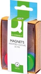 Q-CONNECT magneten 25 mm geassorteerde kleuren doos van 4 stuks