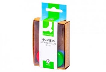 Q-CONNECT magneten 25 mm geassorteerde kleuren doos van 4 stuks-2