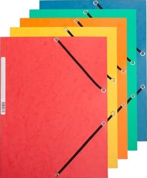 Q-CONNECT elastomap A4 3 kleppen en elastieken karton assorti pak van 10 stuks