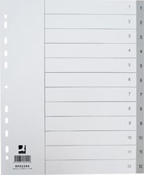 Numerieke tabbladen 1-12 met indexblad A4 PP grijs