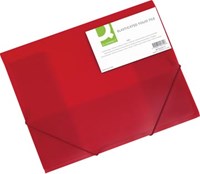 Q-CONNECT elastomap A4 3 kleppen en elastieken transparant PP rood