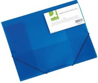 Q-CONNECT elastomap A4 3 kleppen en elastieken transparant PP blauw-2