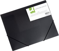 Q-CONNECT elastomap A4 3 kleppen en elastieken transparant PP zwart