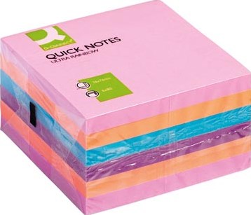 Q-CONNECT Quick Notes 76 x 76 mm 80 vel pak van 6 blokken in 4 verschillende kleuren