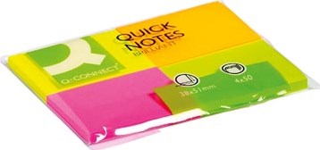 Memoblaadjes Q-CONNECT 38 x 51 mm 50 vel pak van 4 blokken in neonkleuren