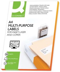 Q-CONNECT etiketten, wit, rechte hoeken, 210 x 297 mm, 100 vel, 1 etiket per vel