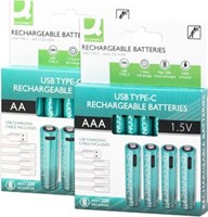 Oplaadbare batterijen AA via USB-C kabel 4 stuks Q-CONNECT-4