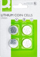 CR2025 batterij Q-CONNECT niet oplaadbaar blister van 4 stuks