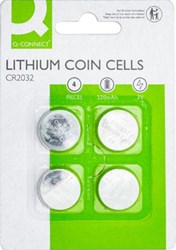 Knoopcel batterij CR2032 blister van 4 stuks Q-CONNECT