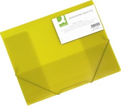 Q-CONNECT elastomap A4 3 kleppen en elastieken transparant PP geel
