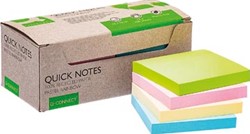 Q-CONNECT Quick Notes Recycled pastel 76 x 76 mm 100 vel doos van 12 stuks in geassorteerde kleuren