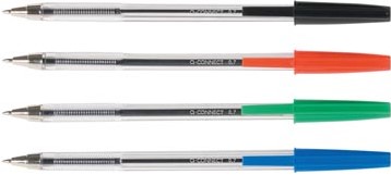 Balpen Q-Connect met dop medium punt groen-3