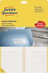 Avery Adresetiketten 95 x 47 mm Wit                      Doos van 240 etiketten