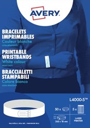Avery bedrukbare polsbandjes 18 x 265 mm wit pak van 50 etiketten