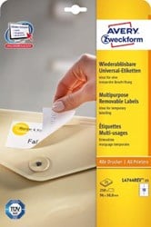 Avery etiketten L4744REV-25 96x50.8mm afneembaar wit 250stuks
